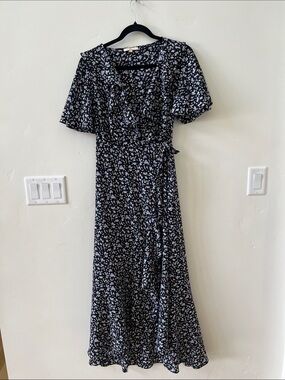 Skies Are Blue Black Floral Wrap Maxi Dress